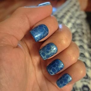Full Custom Made Set of Press On Nails "Water Girl" Sparkling Blue Bubbles